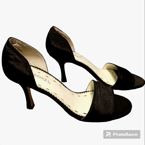 Chadwick's Leather Outsole, Fabric Upper, Open Toe, Black Heels. Size 7M - Picture 9 of 11